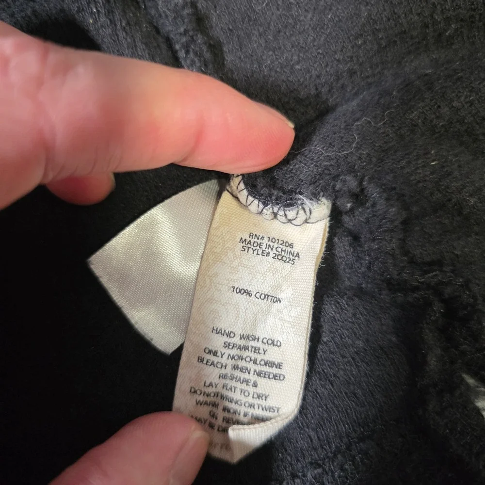 Soft Surroundings Womens‎ XS Cardigan Black Textured Cotton Open Front Pockets